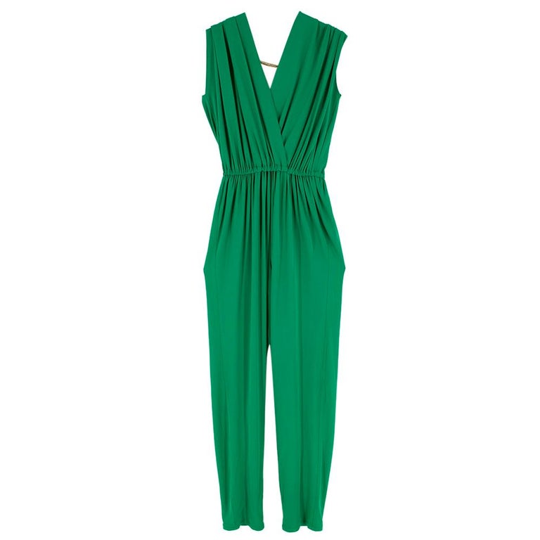 Lanvin Green Draped Chain Detail Jumpsuit SIZE 40 at 1stDibs