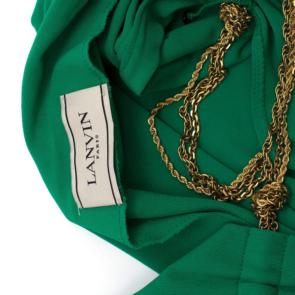Lanvin Green Draped Chain Detail Jumpsuit SIZE 40 In Excellent Condition In London, GB