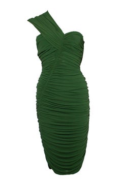 Lanvin, Green draped dress with one shoulder