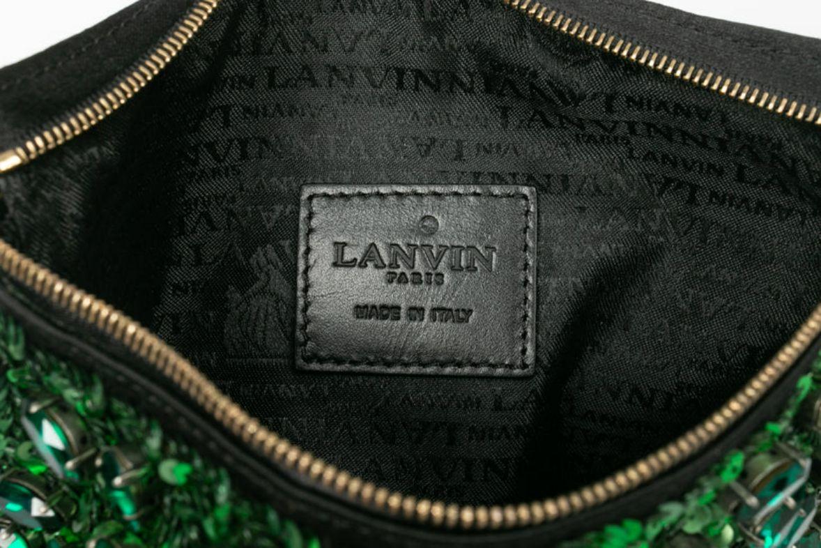 Lanvin Grüne bestickte Clutch-Tasche im Angebot 5