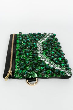 Lanvin Green Embroidered Clutch Bag