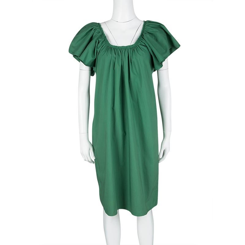 You are sure to love putting this dress on as it is well-tailored and designed to uplift your elegance. This cotton dress is from Lanvin and it carries a gathered U neck, short sleeves, and you can accessorize it with a belt of your