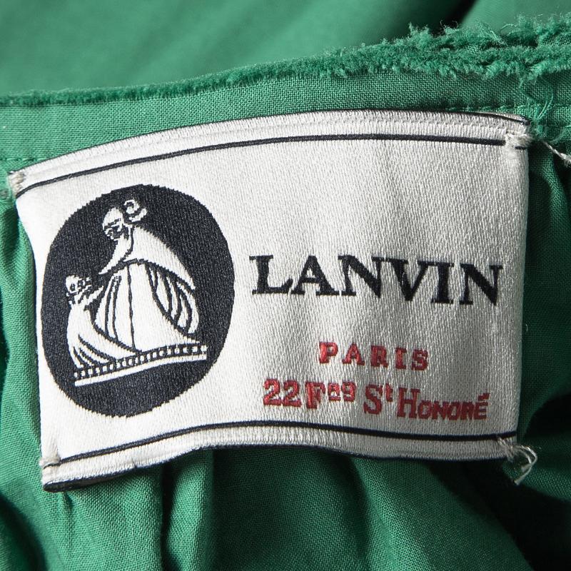 Lanvin Green Gathered Cotton Dress L 1