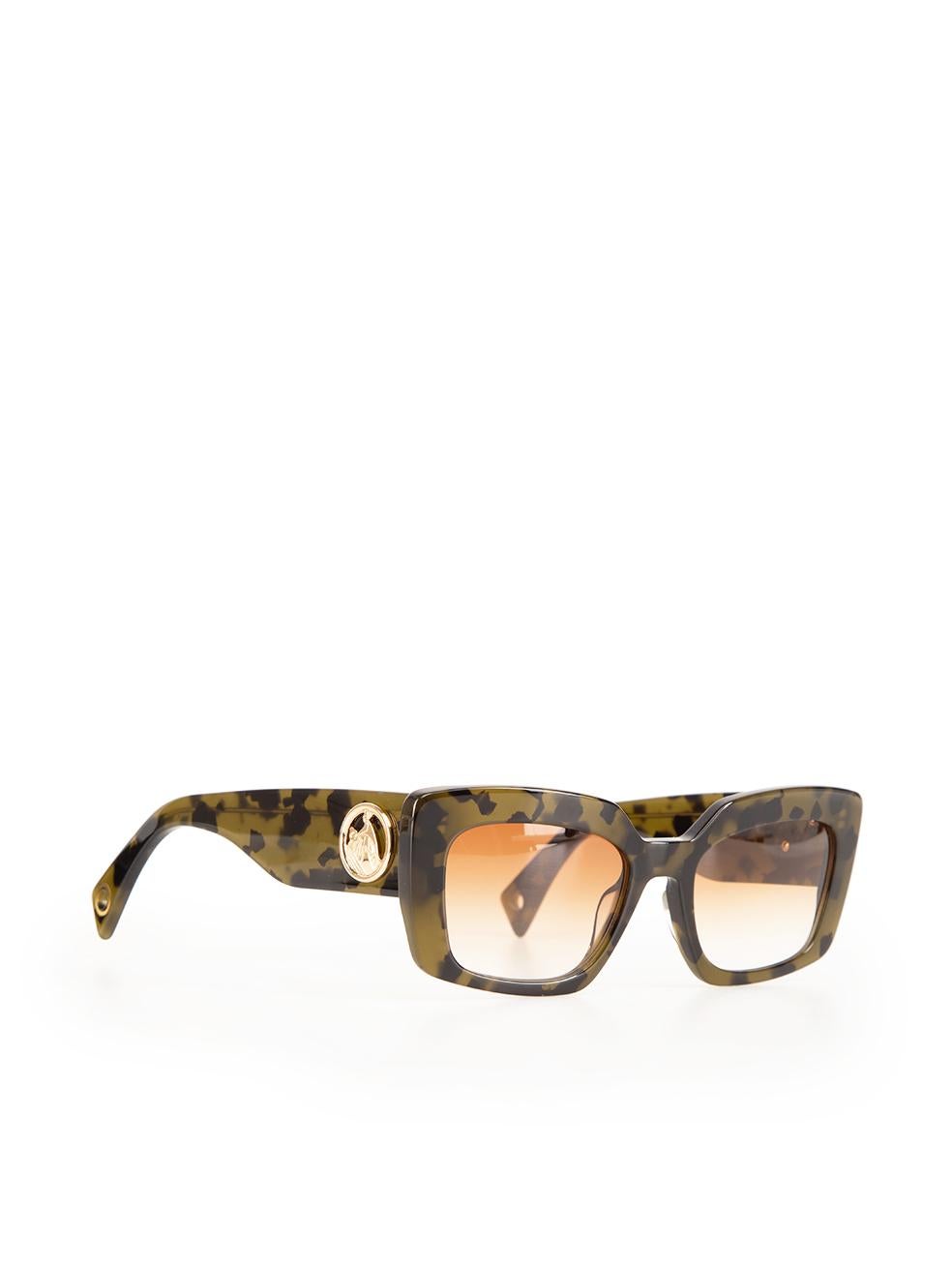 Orange Lanvin Green Tortoiseshell Square Sunglasses For Sale