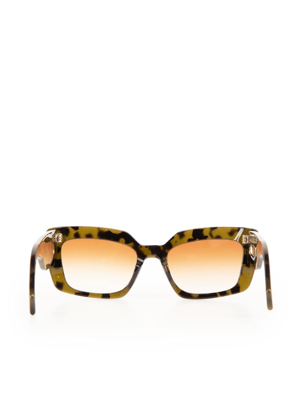 Lanvin Green Tortoiseshell Square Sunglasses In New Condition For Sale In London, GB
