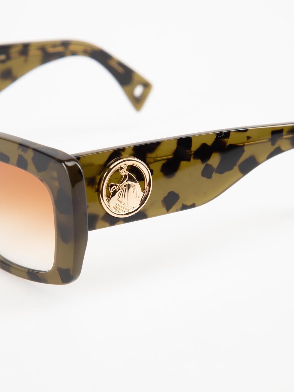 Lanvin Green Tortoiseshell Square Sunglasses For Sale 1