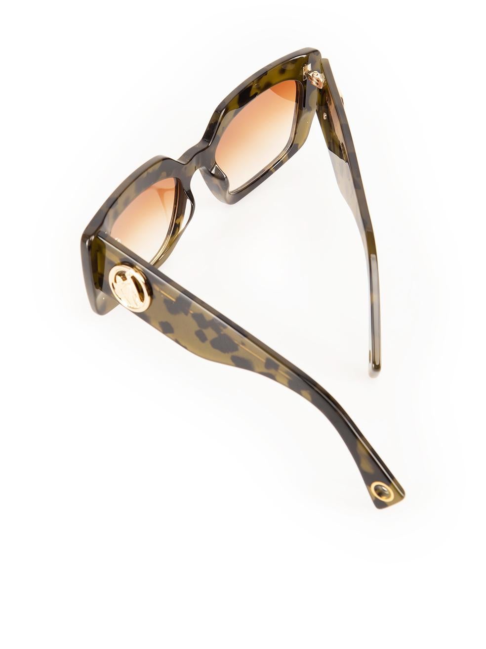 Lanvin Green Tortoiseshell Square Sunglasses For Sale 2
