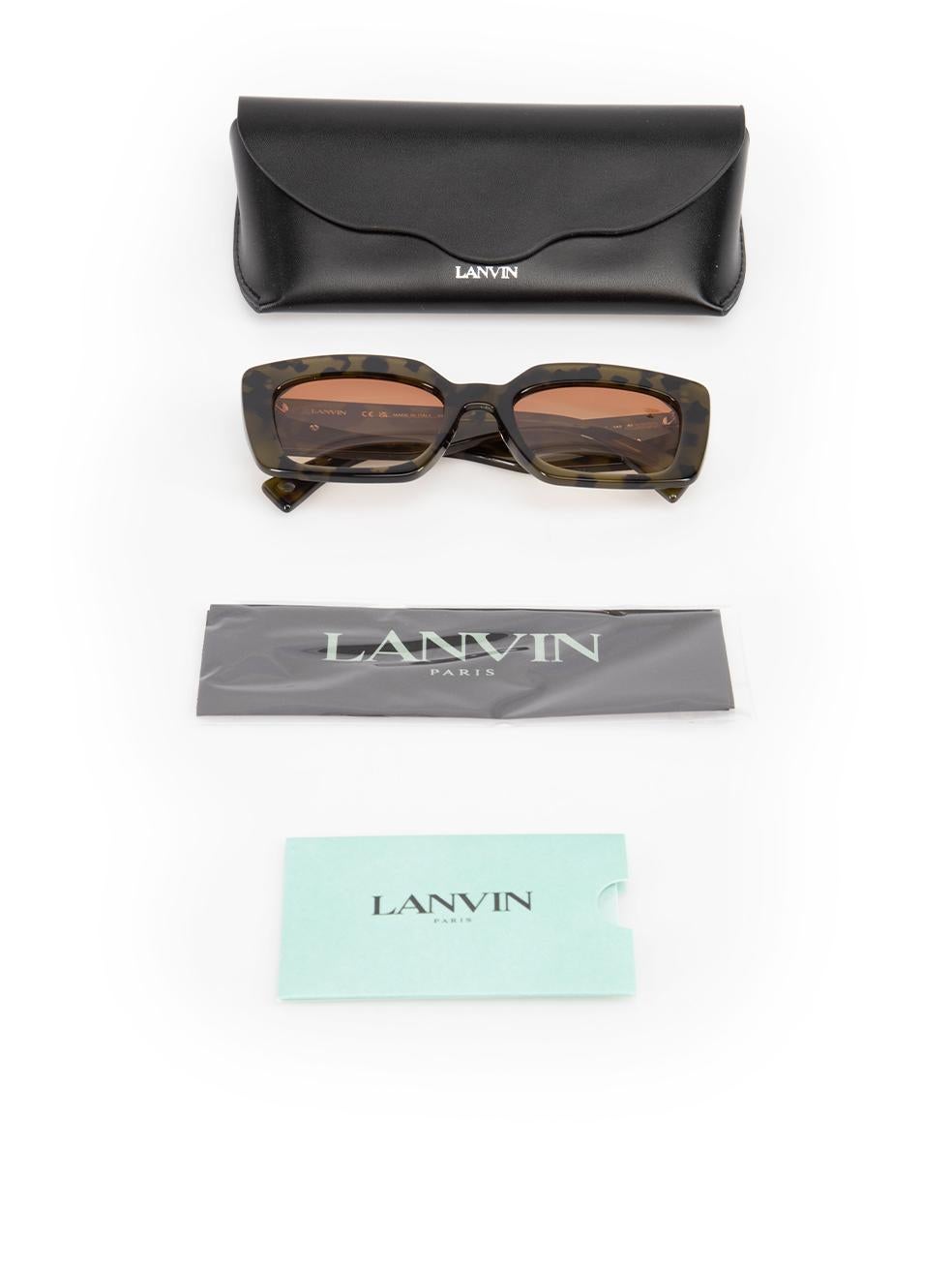 Lunettes de soleil carrées en écaille de tortue verte Lanvin 3