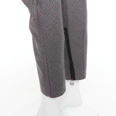 LANVIN grey 100% wool houndstooth knee darts tapered pants FR46 S