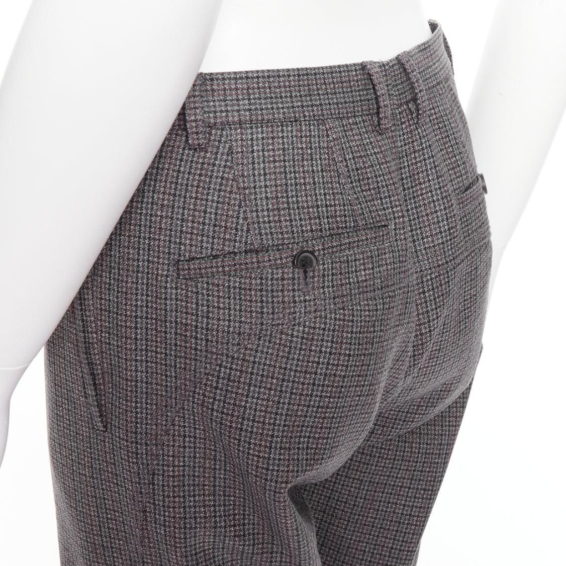 LANVIN grey 100% wool houndstooth knee darts tapered pants FR46 S For Sale 2