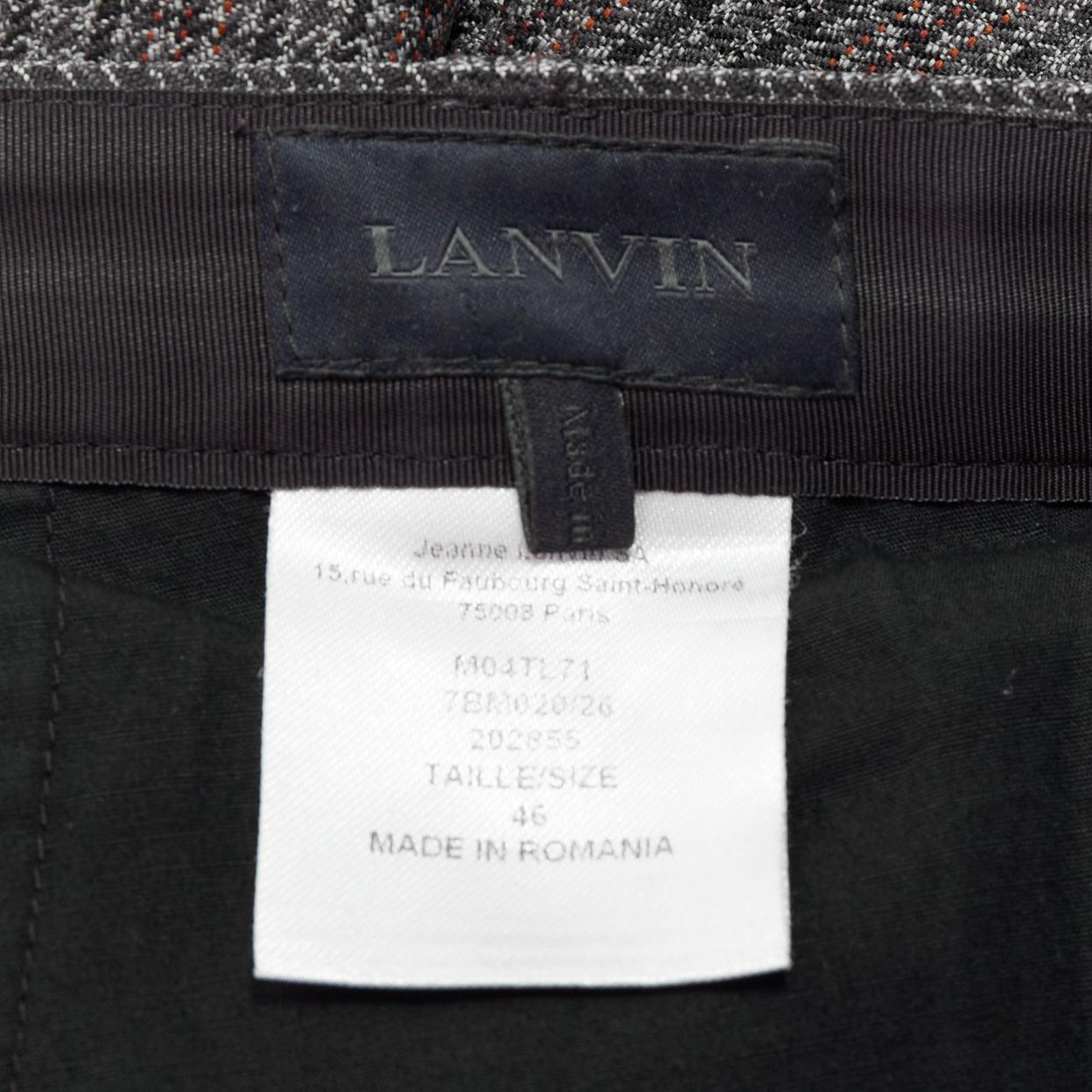 LANVIN grey 100% wool houndstooth knee darts tapered pants FR46 S For Sale 3