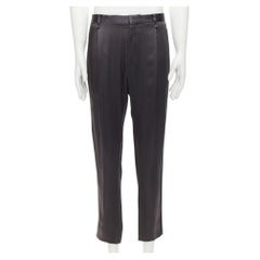 LANVIN gris mélange d'acétate pantalon à plis devant poches arrière pantalon à revers IT46 S