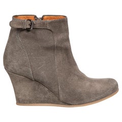 Lanvin Grey Ankle Suede Wedge Boots Size IT 36