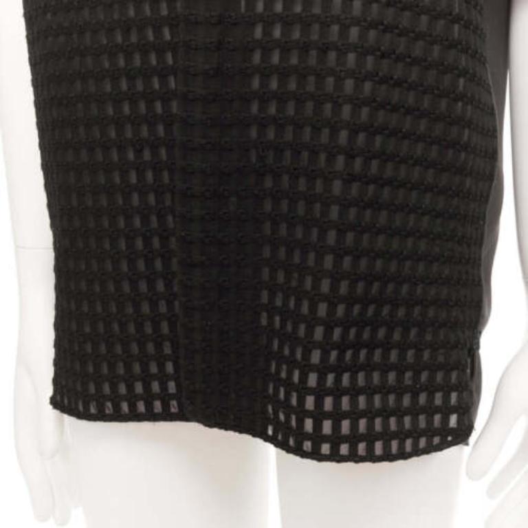 LANVIN grey black silky twill mix texture short sleeves dress shirt EU38/15 S For Sale 2