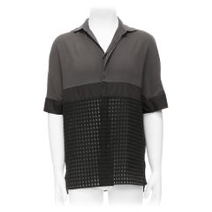 LANVIN grigio nero in twill di seta a maniche corte EU38/15 S