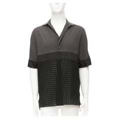 LANVIN grigio nero in twill di seta a maniche corte EU38/15 S