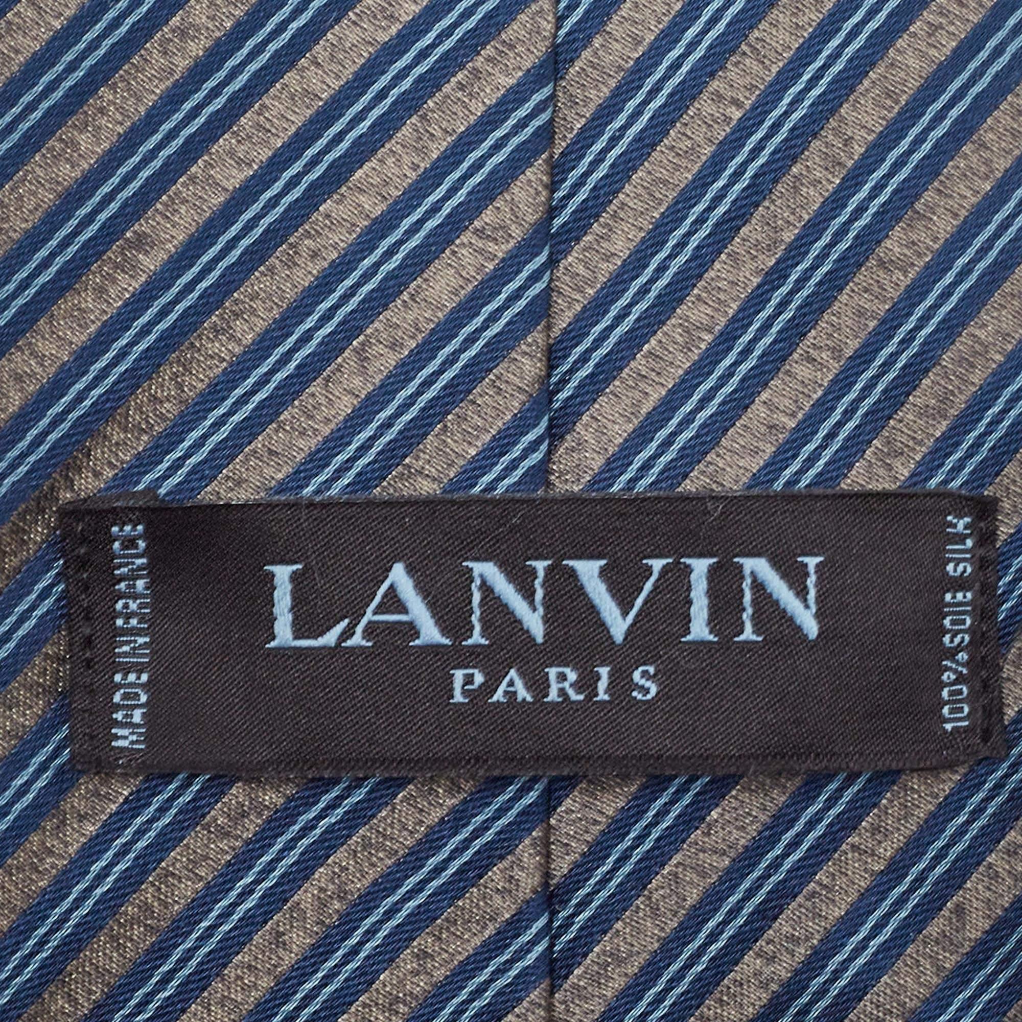 Grigio Cravatta in seta a righe diagonali grigio/blu di Lanvin in vendita