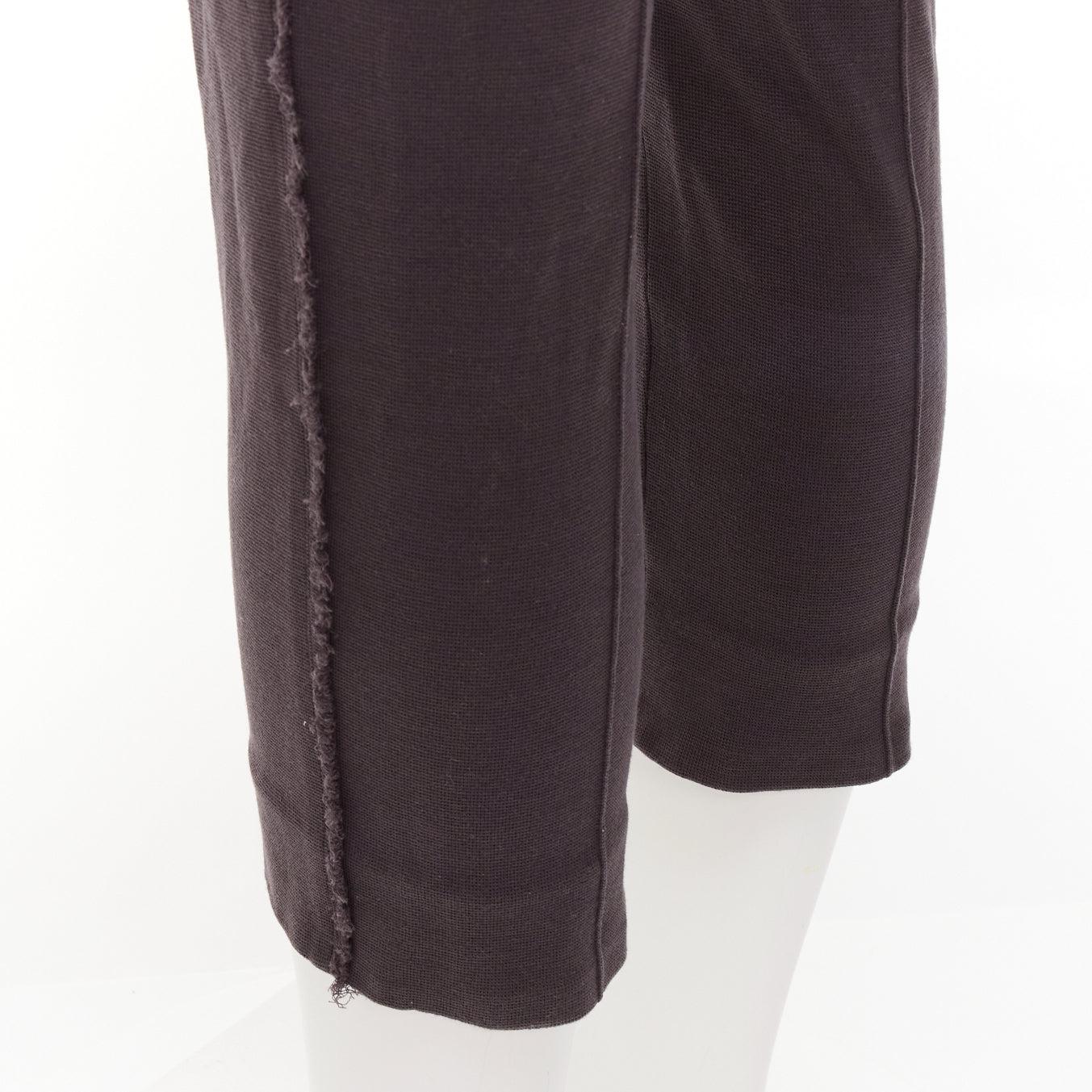 LANVIN grey cotton distressed trim washed waistband cropped pants S For Sale 2