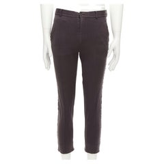 LANVIN grey cotton distressed trim washed waistband cropped pants S