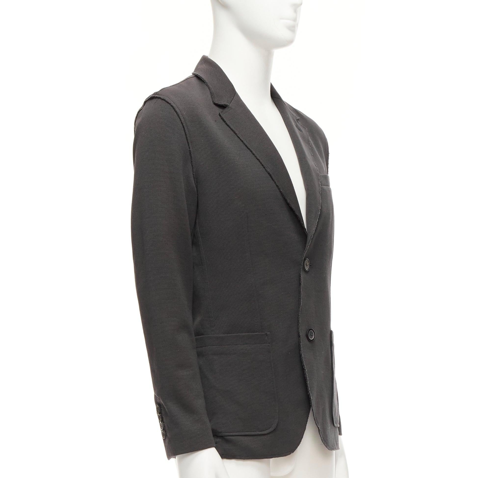 Nero LANVIN blazer grigio in cotone con pinces in alto e bordo sfrangiato, con tasche FR48 M. in vendita