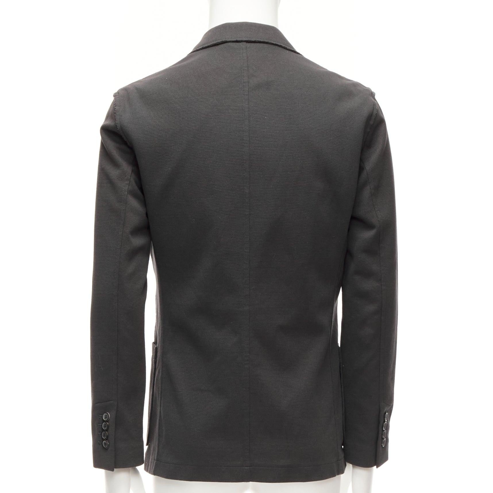 Uomo LANVIN blazer grigio in cotone con pinces in alto e bordo sfrangiato, con tasche FR48 M. in vendita