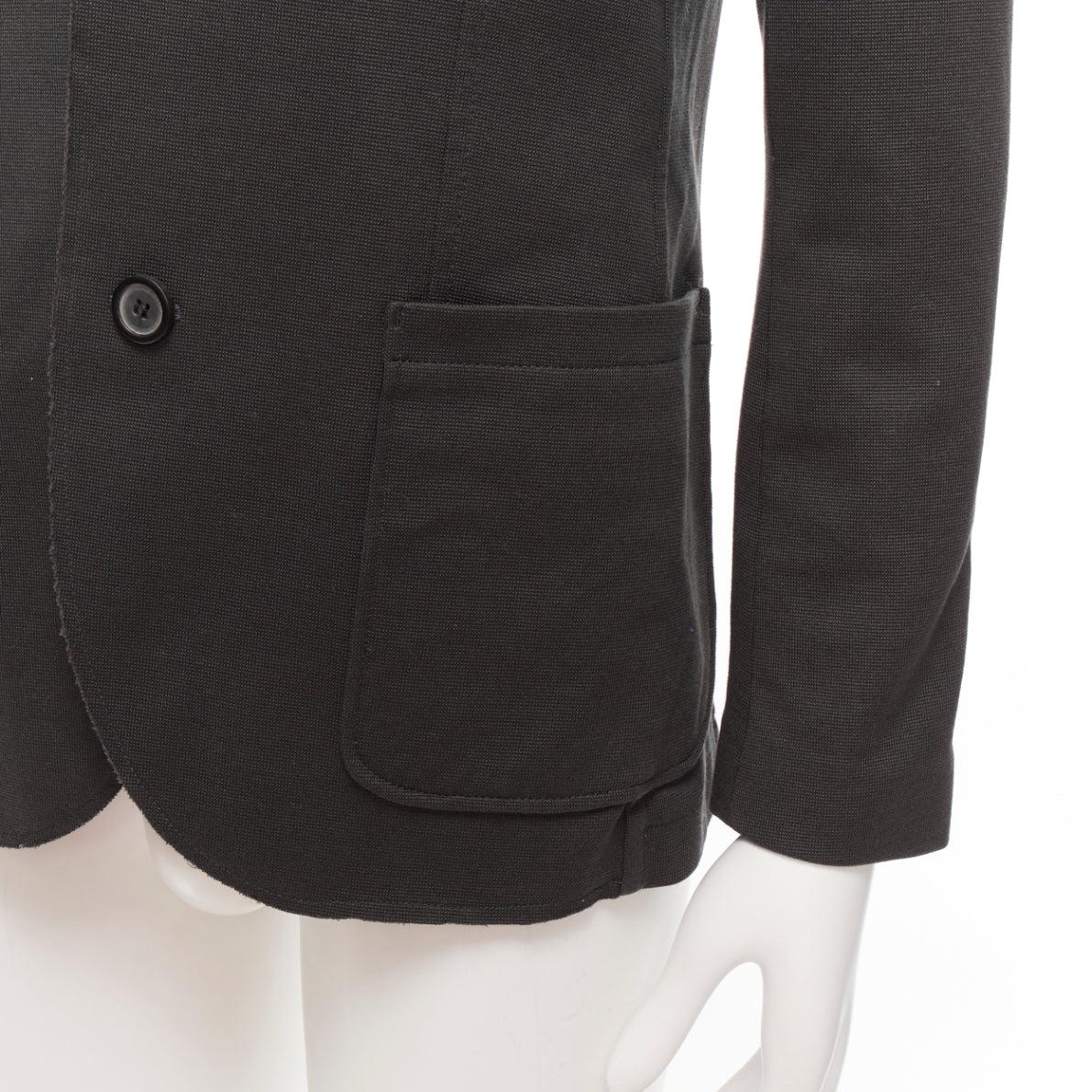 LANVIN blazer grigio in cotone con pinces in alto e bordo sfrangiato, con tasche FR48 M. in vendita 3