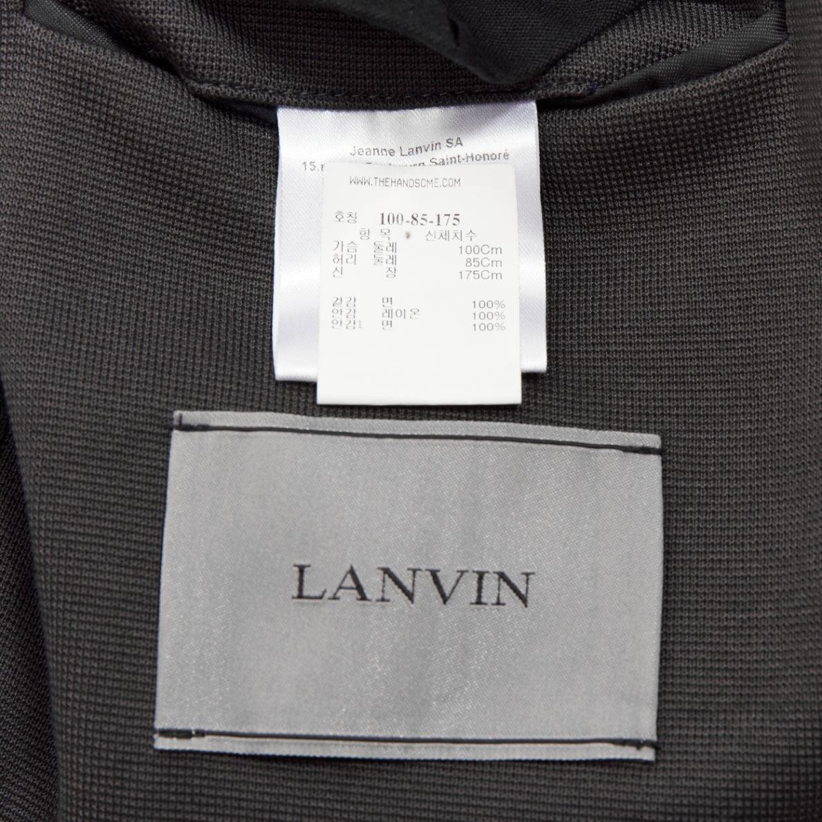LANVIN blazer grigio in cotone con pinces in alto e bordo sfrangiato, con tasche FR48 M. in vendita 4