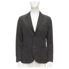 LANVIN grey cotton overtitched darts frayed edge pocketed blazer FR48 M