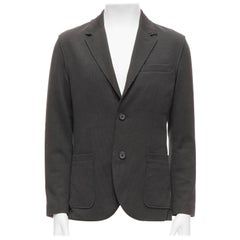 LANVIN Grauer Blazer aus Baumwolle mit überzogenem Darts und abgenutztem Rand mit Tasche FR48 M
