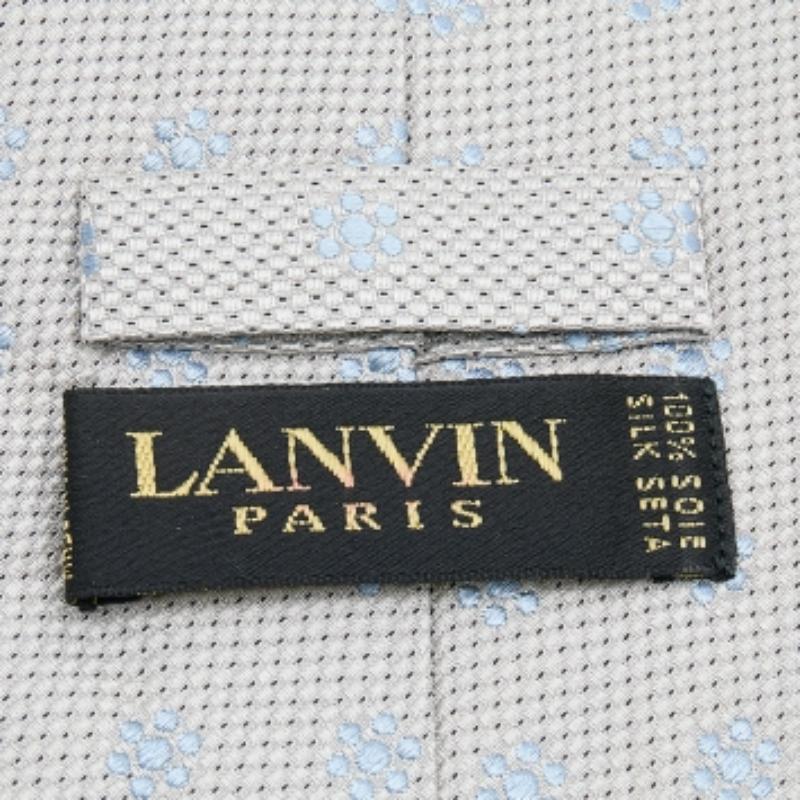 Lanvin Krawatte aus geblümter Seidenjacquard in Grau im Zustand „Hervorragend“ im Angebot in Dubai, Al Qouz 2