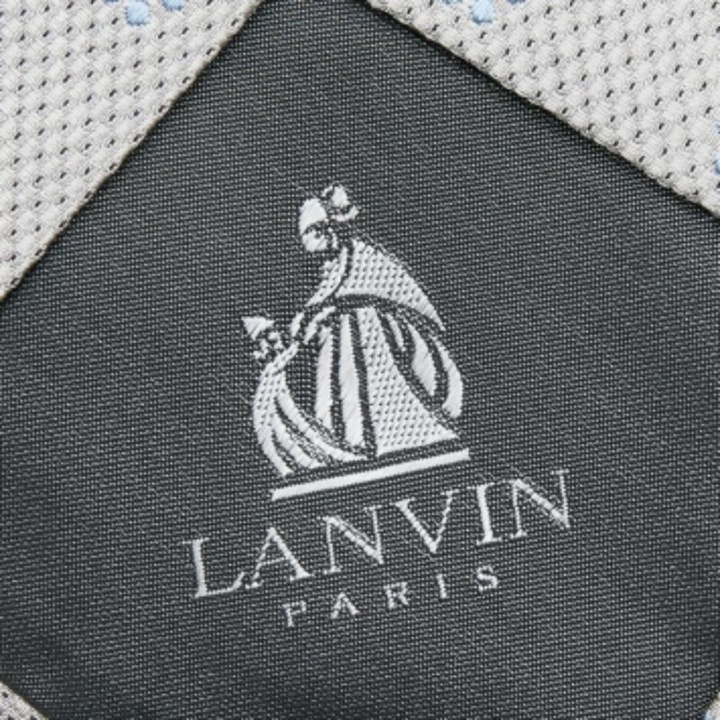 Lanvin Krawatte aus geblümter Seidenjacquard in Grau Herren im Angebot