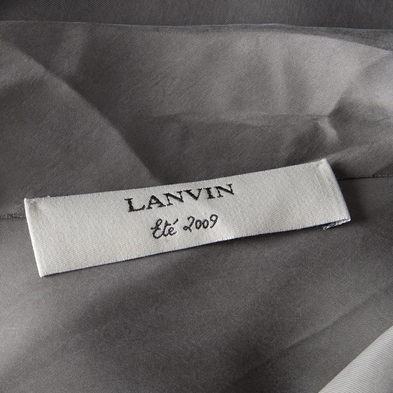 Women's Lanvin Grey Gathered Tie Detail Draped Asymmetric Dress M