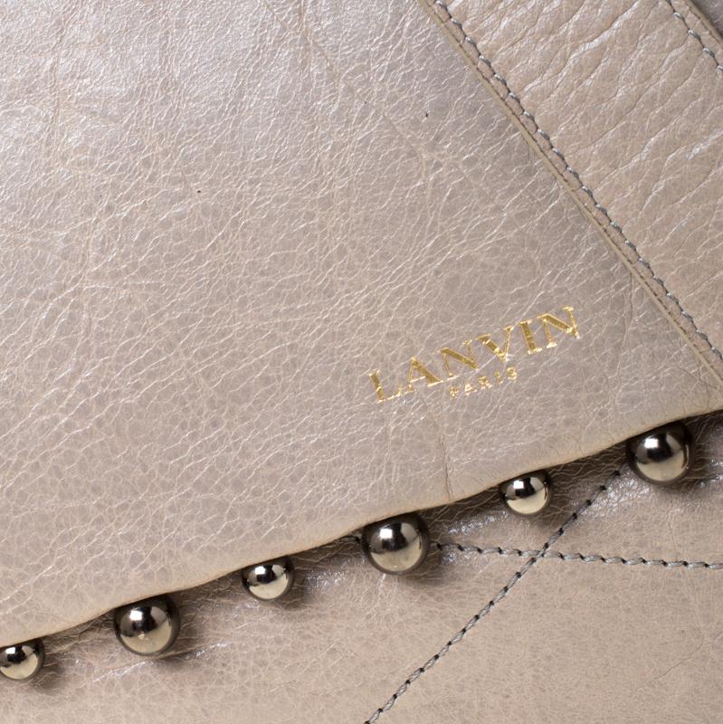 Lanvin Grey Leather Sugar Beads Shoulder Bag 5