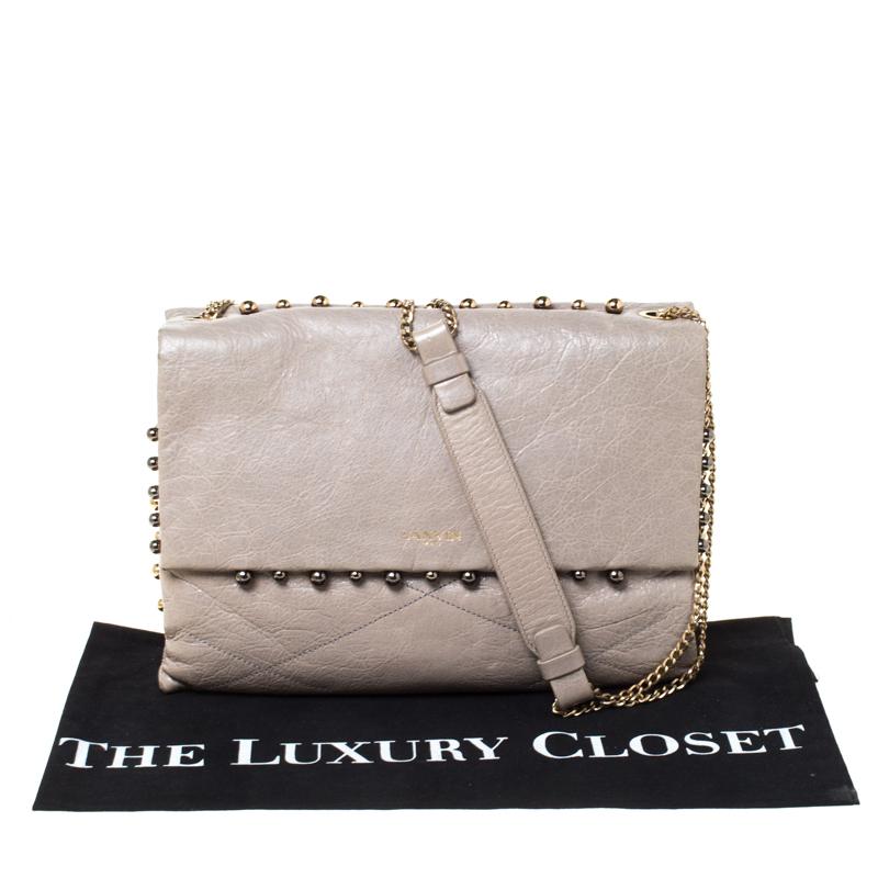 Lanvin Grey Leather Sugar Beads Shoulder Bag 8