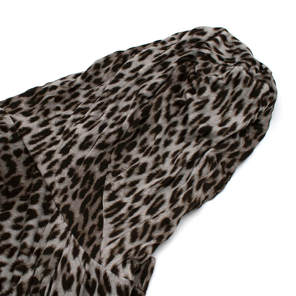 Lanvin Grey Leopard Print Hooded Tie Belt Longline Jacket - Size S 3