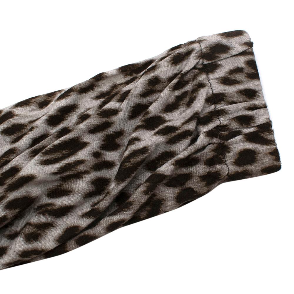 Lanvin Grey Leopard Print Hooded Tie Belt Longline Jacket - Size S In Excellent Condition In London, GB