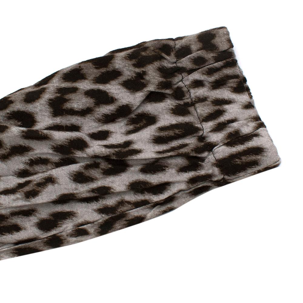 Lanvin Grey Leopard Print Hooded Tie Belt Longline Jacket - Size S 2