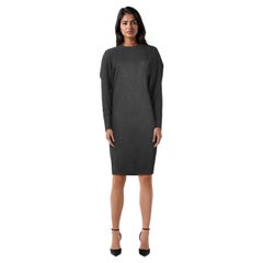 Lanvin Grey Long Sleeve Knee Length Wool Dress Size XS