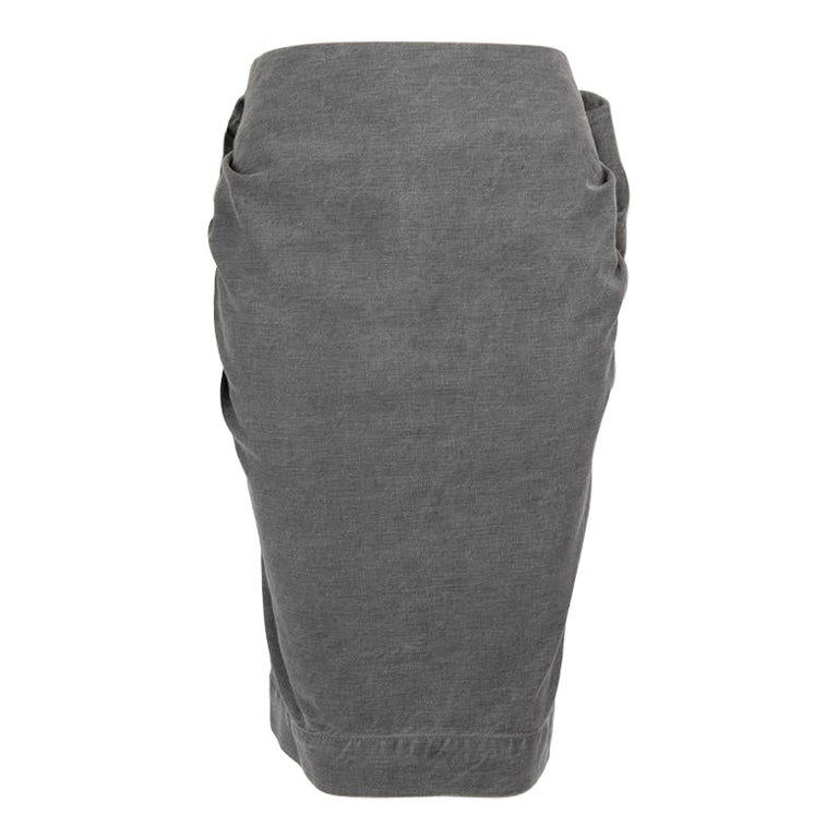 Lanvin Grau Faltenrock mit Akzent Größe L im Angebot