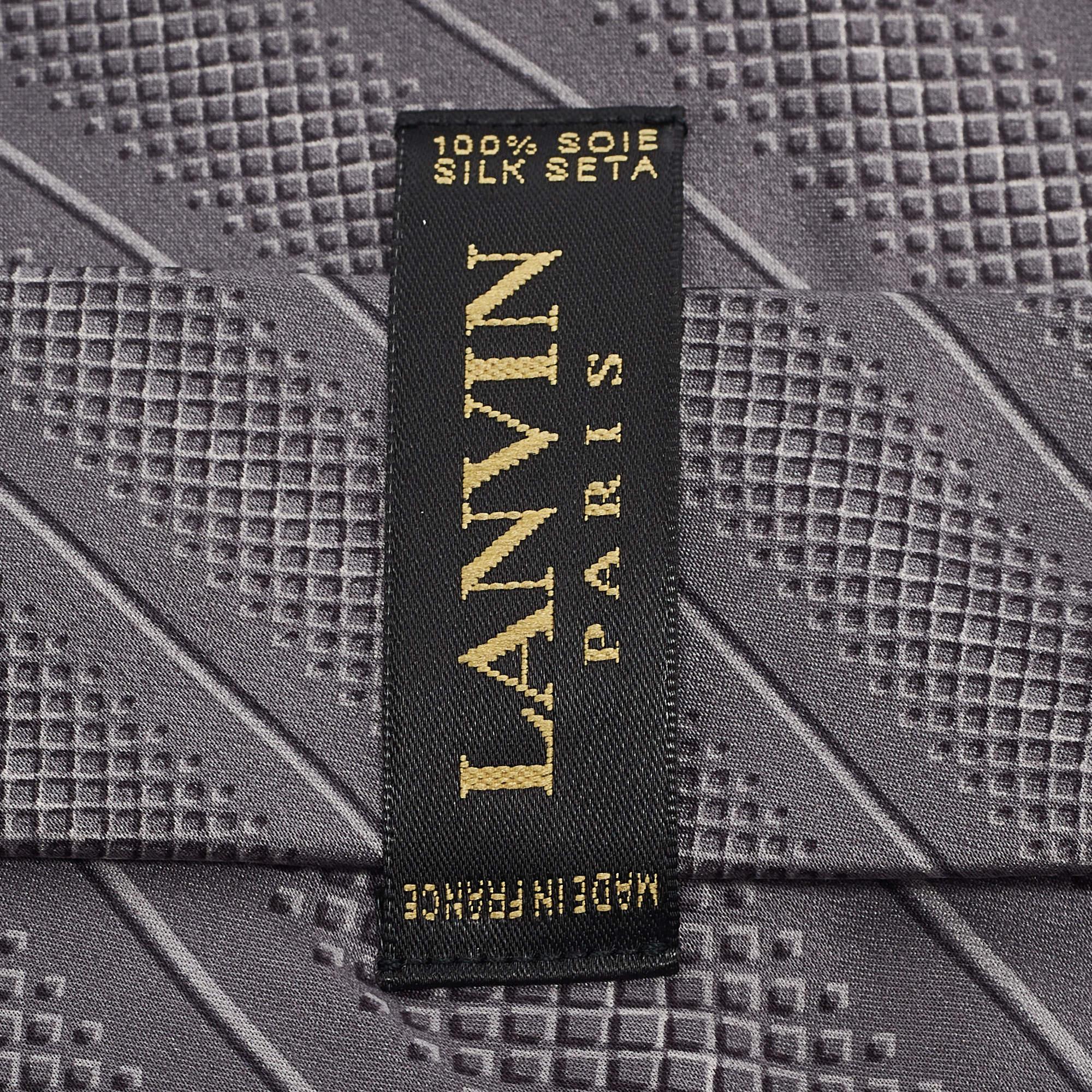 Corbata de seda satinada estampada gris Lanvin Gris en venta