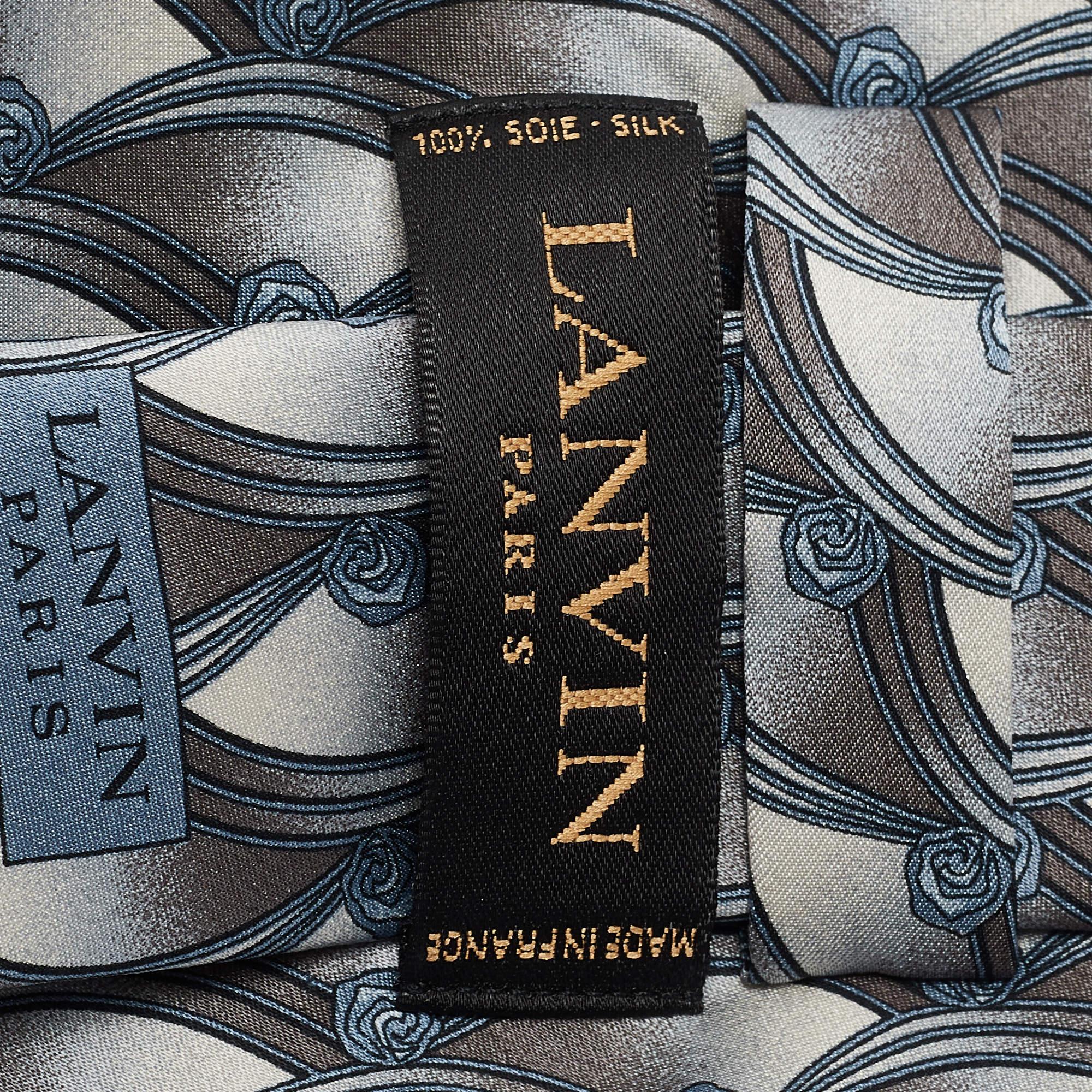 Lanvin - Cravate en soie imprimée - Gris Bon état - En vente à Dubai, Al Qouz 2