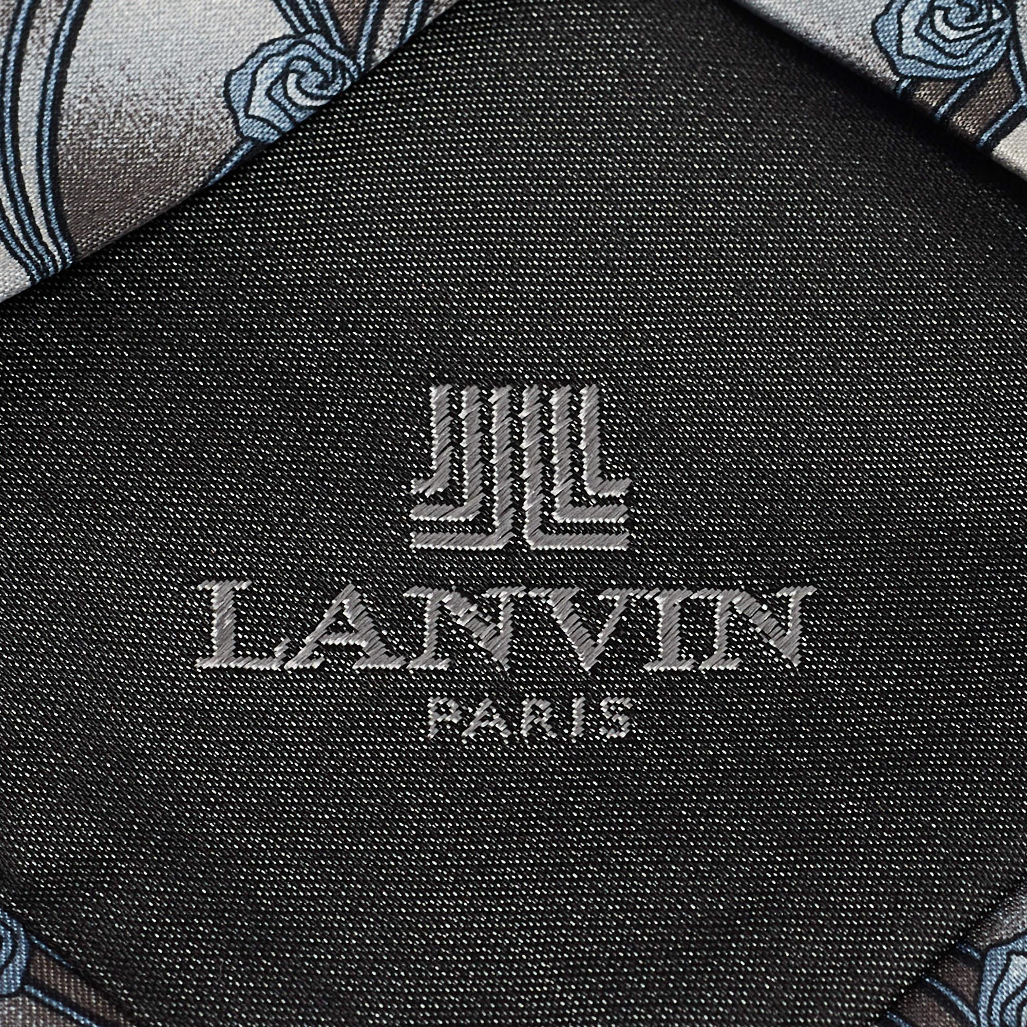 Lanvin - Cravate en soie imprimée - Gris Pour hommes en vente