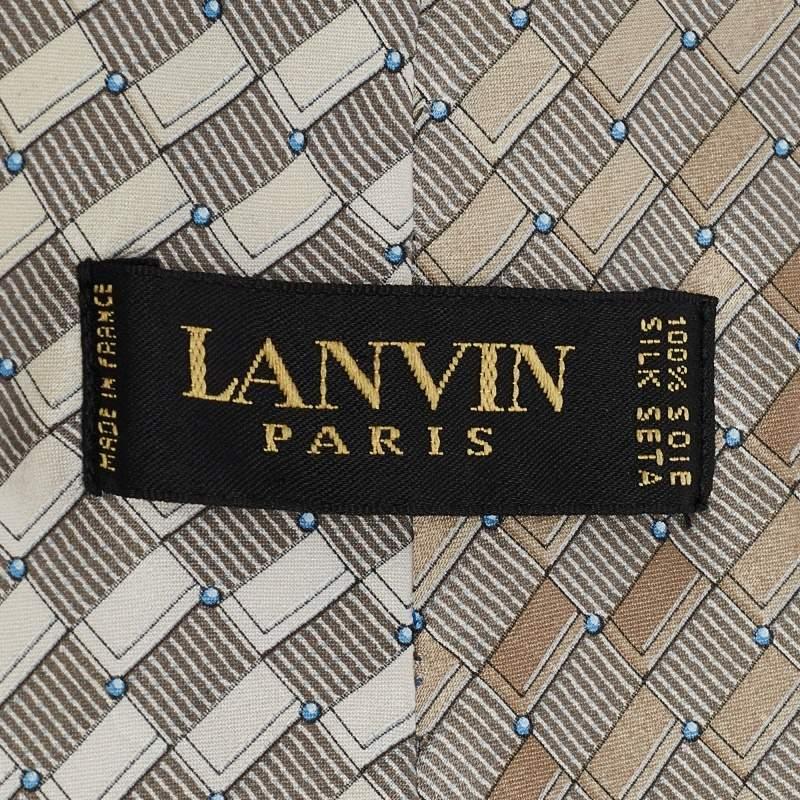 Corbata Tradicional Lanvin Seda Estampada Gris en Excelente estado para la venta en Dubai, Al Qouz 2
