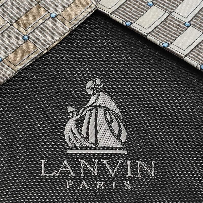De los hombres Corbata Tradicional Lanvin Seda Estampada Gris en venta