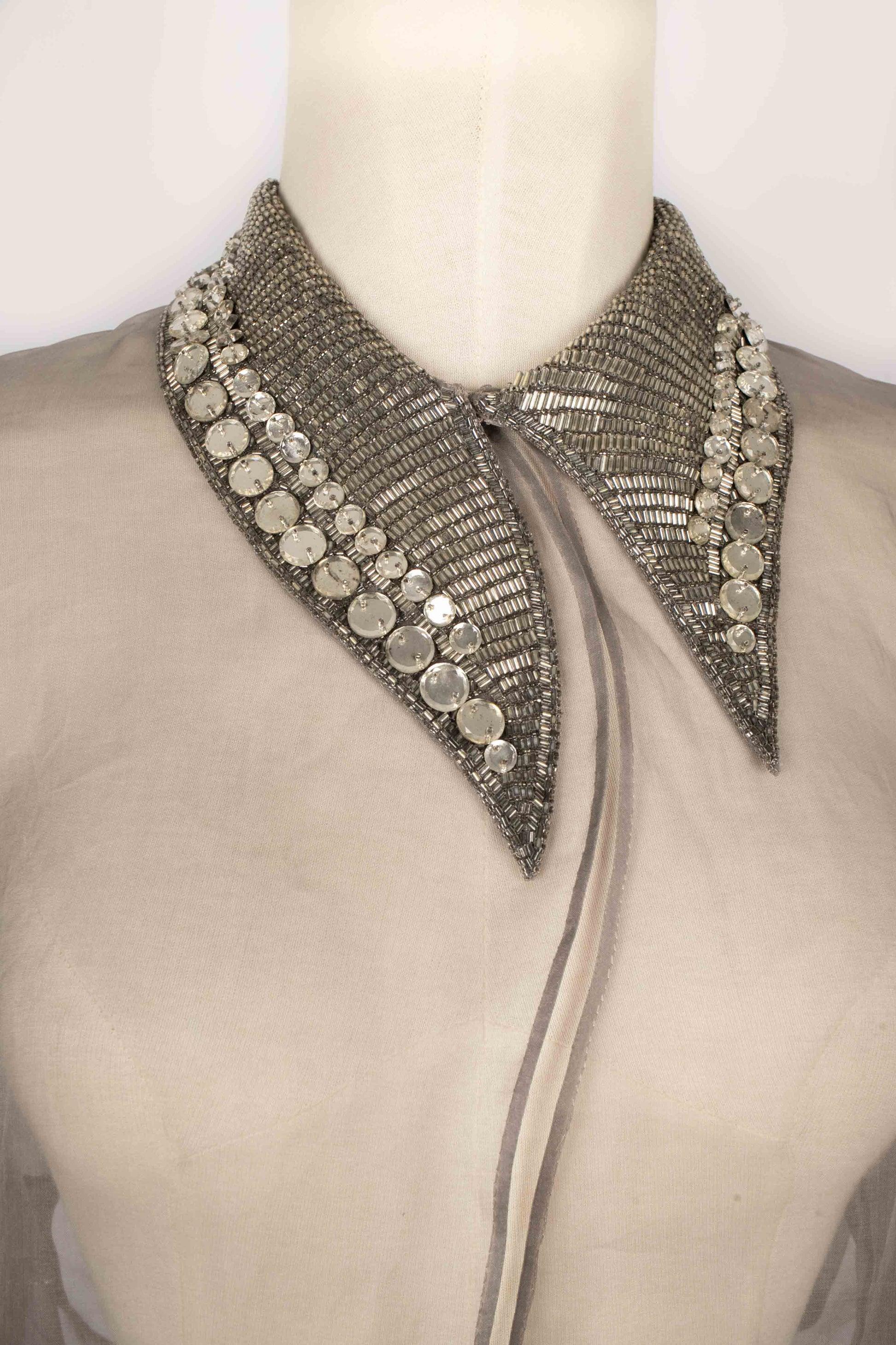 Women's Lanvin Grey Set of Pants and an Organza Blouse For Sale