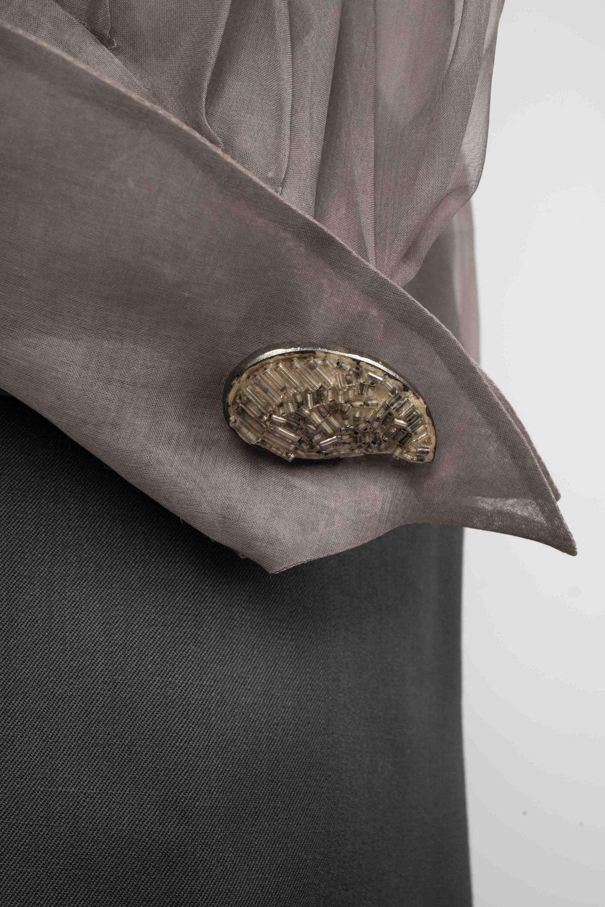 Lanvin Grey Set of Pants and an Organza Blouse For Sale 3