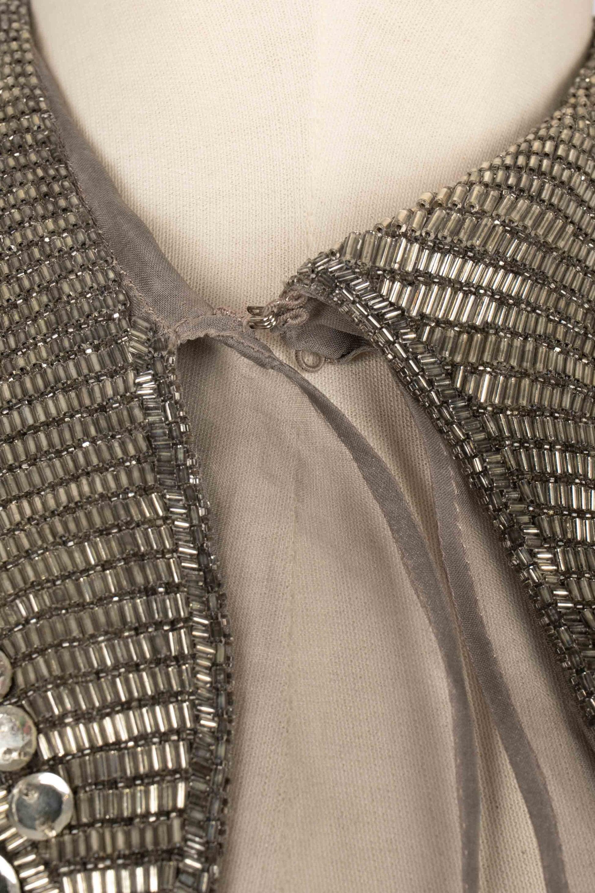 Lanvin Grey Set of Pants and an Organza Blouse For Sale 4
