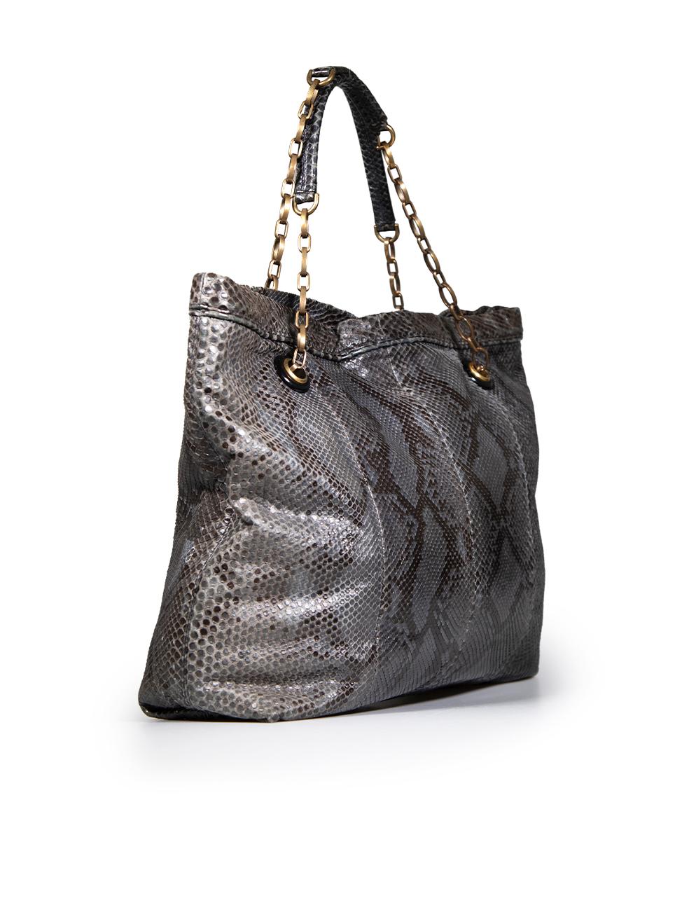 CONDITION is Very good. Minimal wear to bag is evident. Minimal wear to the front-left with white marks to the snakeskin. The chain handle hardware also shows signs of tarnishing on this used Lanvin designer resale item.
 
 Details
 Happy
 Grey
