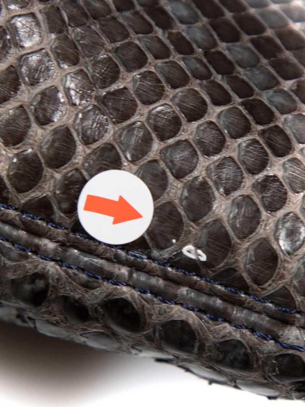 Lanvin Grey Snakeskin Happy Chain Handle Tote Bag en vente 3