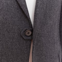 LANVIN grey speckled wool exposed darts single button blazer EU50 L